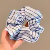 Dulce Nuevo Estilo Francés Rayas Encaje Intestino Grueso Anillo para el Cabello Cola de Caballo Sentido Avanzado Goma para el Cabello Banda para el Cabello Accesorios para el Cabello Banda para el Cabello Adorno para la Cabeza