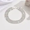 Pulsera Exagerada Deslumbrante con Incrustaciones de Diamantes Estilo Europeo y Americano para Mujer, Diseño de Nicho Versión Ancha, Joyería de Hip-Hop de Moda