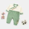 Ropa de bebé de otoño estilo chino para niña, mono con hebilla bordada para bebé, ropa de primavera y otoño de manga larga para recién nacido