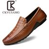CKVUSAMG artículos genuinos piel de vaca de primera capa piel de cocodrilo mocasines para hombre invierno forro polar casual sin cordones zapatos de cuero para hombre