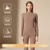 Conjunto de Ropa Interior Térmica Cálida de Cachemira y Seda para Hombre y Mujer Otoño Invierno con Felpa Gruesa Capa Base Cepillada Top de Otoño Pantalones de Otoño