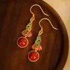 Pendientes de Navidad de Loto plata S925 redondos ágata rojo del sur pendientes de temperamento de moda para dama pendientes clásicos