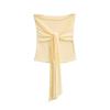 2543-25 Outono Novo Estilo Coreano Puro Desejo Doce Decote Halter Duas Formas Sem Alças Amarração Dupla Camiseta Regata