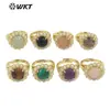 MPR079 nuevo estilo retro multicolor piedra natural malaquita amatista ojo de tigre piedra gema redonda anillo de mujer