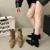 Botines Retro Franceses de Tacón Grueso para Mujer, Botas Vaqueras al por Mayor, Hebilla de Cinturón Nueva 2026 Otoño Invierno Botas Martin Pequeñas Estilo Occidental