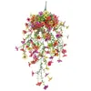 Colgante de Pared de Ratán Artificial Transfronterizo Púrpura Enredadera de Flores Artificiales Plantas Verdes de Simulación Colgante Decoración Exterior Adornos para el Hogar
