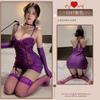 Lingerie Sexy Novo Roxo Estilo Puro Luxúria Conjunto de Luvas Vazado Sexy Aro de Aço Belas Costas Provocante Suspensório Tentação para Mulheres
