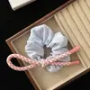 Scrunchie de Corda Bege com Laço Novo Estilo Coreano Simples Versátil Prendedor de Rabo de Cavalo Acessório de Cabelo Atacado