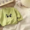 Ropa Infantil Unisex de Primavera y Otoño Camiseta Bebé Elegante Personalidad Infantil Tendencia Estilo Coreano Polar Panda de Dibujos Animados Lindo Camiseta Base