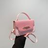 Bolso de Mano de Moda Tendencia, Bolso de Hombro de Moda Tendencia, Textura de PU, Bolso de Mujer con Empalme Estilo Occidental, Bolso Pequeño Cuadrado Cruzado de Color Contrastante