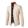 Tejido de Punto con Forro Polar para Hombre Otoño e Invierno Europeo y Americano, Cárdigan de Cuello Alto para Hombre de Mediana Edad, Chaqueta de Corte Ajustado, Cálido, Casual y Versátil