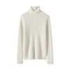 Suéter de Cashmere Feminino Bai Cai Rong Outono/Inverno 2026 com Gola Alta Canelada, Design Versátil, Tricô de Lã