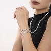 Azúcar Moda Europea y Americana Acero Inoxidable Cuarteto Zircón Garra Taladro Pulsera Femenina Acero Inoxidable PVD Dorado al Vacío Color Conservación