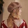 Boina Cálida de Otoño e Invierno Estilo Japonés Combinable Color Sólido Boina de Lana Artística Vintage Gorra Newsboy para Niños