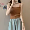 Camisola blanca gruesa cálida de terciopelo de visón para mujer, top de tubo de otoño e invierno, top corto de punto sin mangas