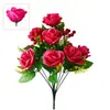 Flores Artificiales al por Mayor del Fabricante, Flores Falsas para Decoración del Hogar, Decoraciones Festivas, Accesorios de Fotografía, Rosas Hada Melocotón Brillantes de 12 Cabezas
