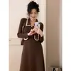 Vestido Base de Punto Exquisito Súper Bonito Francés de Alta Gama Nuevo para Mujer Tío Negro Diseñador