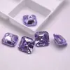 Pagoda Cuadrada Azul Forma de Pagoda Piedra Preciosa Piedra Suelta Circonita Lavanda Piedra Suelta Anillo Colgante Incrustación Accesorios DIY