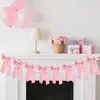 Bandeiras Penduradas com Laços de Cetim Rosa Transfronteiriças Decorações de Festa de Feriado Arranjo para Banquete de Bebê Adereços de Bandeira para Decoração de Janela