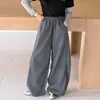 Calça Casual Feminina 2026 Novo Estilo Menina Bonita Estilo Coreano Crianças Pequenas e Grandes Calça de Perna Larga Solta Calça de Moletom Esportiva Tendência Transfronteiriça