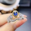 Anillo de Zafiro Natural Popular al por Mayor de Fábrica Plata S925 Incrustado con Piedra Principal 4*5 Joyería de Lujo Venta Directa de Fábrica