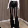 Jeans Negros Grises Raros Moda Femenina Combinan con Todo Nuevos de Cintura Alta Adelgazantes Levanta Glúteos Reductor de Vientre Ajustados de Corte Recto Pantalones Largos de Herradura