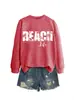 Vida na Praia Amazon Ebay Site Independente Moletom Feminino da Moda e Divertido com Gola Redonda e Manga Longa Outono e Inverno