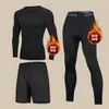 Conjunto de Ropa Interior Térmica De Rong, Casual y Versátil, Capa Base de Invierno para Correr con Forro Polar y Engrosada para Hombre, A Prueba de Frío, Ajustado para Deportes