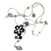 Nuevo Collar con Colgante Multi-Elemento Flor Mariposa Estilo Chino Cadena de Suéter de Cuerda Trenzada Versátil Mariposa Antiguo Retro