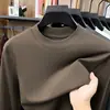 Sudeste Asiático Transfronteiriço Camiseta Masculina de Manga Longa Gola Meia-alta Luxo Leve Elástica Cor Sólida Camada Base Primavera e Outono Casual Em Estoque Personalização