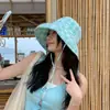 Chapéu de Pescador para Mulheres, Estilo Coreano, Novo Modelo de Verão, Chapéu Balde Versátil Casual para Proteção Solar, Chapéu que Afina o Rosto, Proteção Solar