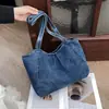 Bolsa Tote de Sarja Feminina Grande Capacidade Bolsa de Mão Versátil para o Dia a Dia Bolsa de Ombro Estilo Coreano Bolsa de Ombro Feminina