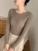 Suéter de Tricô Pulôver Gola Redonda Slim Fit Estilo Novo 2025 Top Quente Camada Interna Suéter Básico para Mulheres
