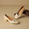 Novos Sapatos Slip-On Femininos, Sapatos Femininos de Couro com Bico Quadrado, Sapatos Slip-On de Salto Baixo, Slip-Ons com Decote Baixo, Rasteirinhas Lisas com Salto Quadrado