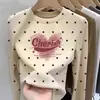 2026 Camiseta de Manga Larga con Lunares para Niñas Otoño/Invierno de Terciopelo Alemán, Capa Base Cálida para Niños, Top Elegante
