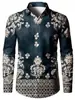 Ropa para hombre de ajuste ceñido transfronteriza, camisa de manga larga para hombre con estampado de moda casual digital, dropshipping en el sitio independiente de Amazon