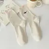 Meias Femininas Borda de Orelha Bordada Filhote de Dachshund Meias Médias Ins Tendência Desenho Animado Fofo Fio Enrolado Meias Empilhadas