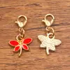 Accesorios de joyería de aleación multicolor y multiestilo, dijes colgantes de esmalte dorado KC, colgantes de flor, corazón, pentagrama y chile