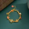 Pulseira de Cobre Puro Banhada a Ouro Esmalte Método Antigo Borboleta Camada Dupla Versátil Estilo Nacional Toque de Luxo Joia Presente para Namorada