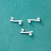 Prata Pura S925 Prata Lisa Tubo Curvo Pequeno Contas Redondas Tubo Curvo Pulseira de Corda Trançada Artesanal DIY Pulseira de Pérolas de Cristal Barra de Equilíbrio