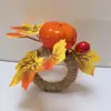 Anillo para Servilleta de Calabaza Artificial de Acción de Gracias Decoración de Mesa Anillo para Servilleta de Hoja de Arce Amarilla