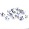Nuevo estilo chino azul y blanco cuentas de porcelana colgante geométrico hecho a mano accesorios de acero inoxidable adornos colgantes materiales para ropa