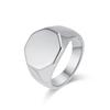 Diseño Octogonal Geométrico Estilo Frío Espejo Anillo de Acero de Titanio para Hombre Nicho Elegante Moda de Gama Alta Joyería para Mano