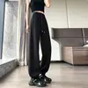 Pantalones Deportivos Grises para Mujer Estilo Primavera Otoño Cintura Alta Holgados Puño de Linterna Casual Cortos de Chándal Temporada Invierno Otoño Más Terciopelo