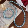 Conjunto Colar e Pulseira Pérola Rosa Shijia Moda Simples Versátil Temperamento Feminino