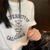 Camiseta de Manga Corta con Estampado de Oso de Dibujos Animados Estilo High Street Americano para Mujer, Verano Algodón Puro Básica Versátil Holgada de Media Manga Moderna
