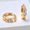 Brincos de Zircônia Banhados a Ouro 18K com Diamantes Microincrustados, Presilhas de Orelha Estilo Europeu e Americano, Brincos Versáteis da Moda de Alta Qualidade Atacado