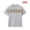 Camiseta de Algodón Pesado Moda Americana Transfronteriza Estampado de Letras Supreme Cuello Redondo Manga Corta Unisex Holgada Casual para Hombres y Mujeres
