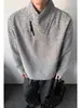 Sudadera Henley a rayas grises para hombre, colección de otoño, peso pesado, con un toque de estilo Chanel, polo, camiseta, capa interior estilo americano, capa base