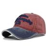 Gorra de Béisbol Bordada con Letras Retro Americanas Gorra Casual Antigua de Color Combinado Lavada de Copa Suave Sombrero Parasol Hombres a la Moda